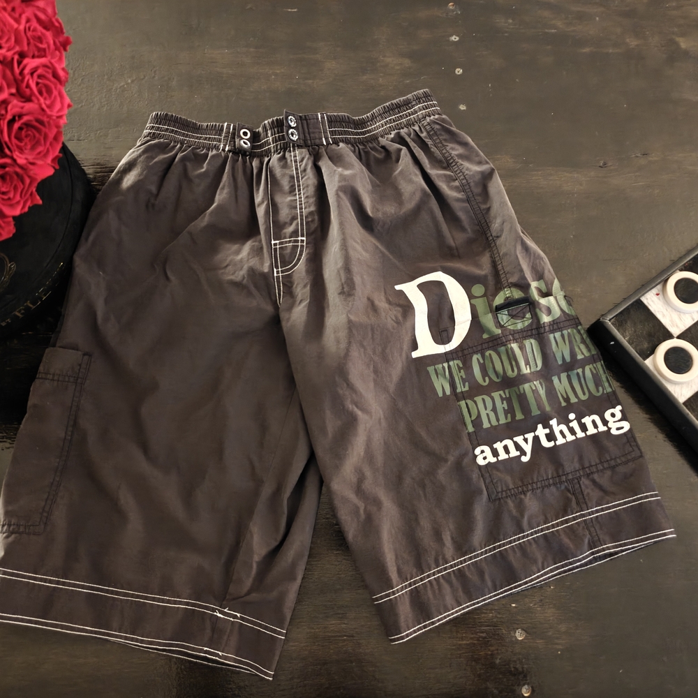 Diesel Charcoal Graphic Cargo Shorts